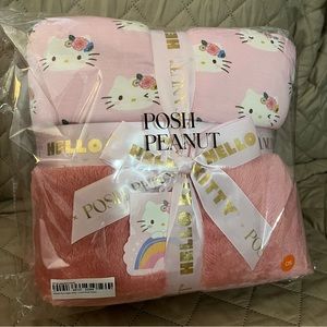 Posh Peanut Hello Kitty Pastel Pink Luxe Plush Patoo 60”x60”
